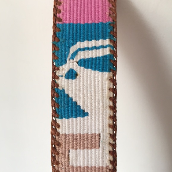 Colorful Guatemalan Woven Leather Vintage Belt - Picture 7 of 10